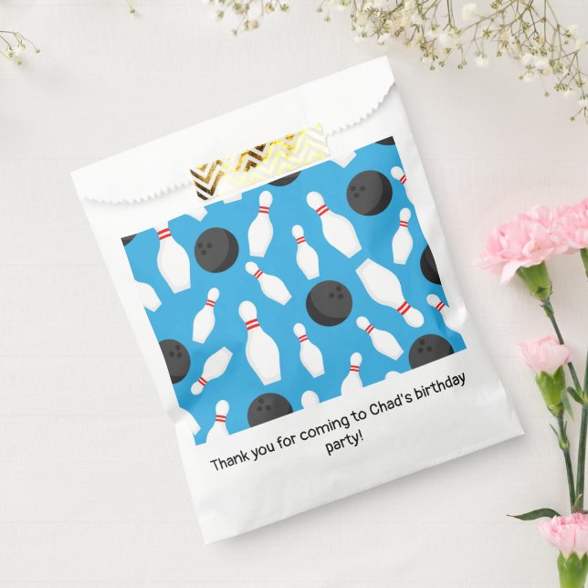 Sachets En Papier Bowling Anniversaire Bleu (Scellé)
