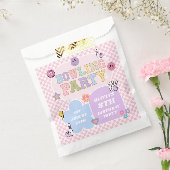 Sachets En Papier Bowling Party Preppy Varsity Patch Anniversaire fê (Scellé)
