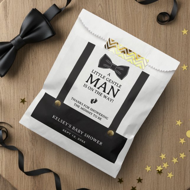 Sachets En Papier Boy Baby Shower A Little Gentleman Suspenders (Boy Baby Shower A Little Gentleman Suspenders Favor Bag
)