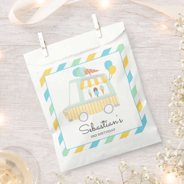 Sachets En Papier Boy Crème de glace Camion Décorations d'anniversai (Coupé)