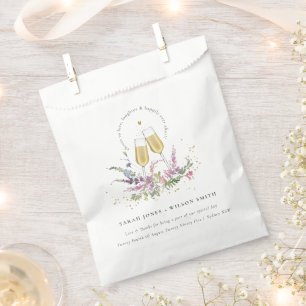 Sachets En Papier Bravo à l'amour Vins d'or Verres Mariage Floral