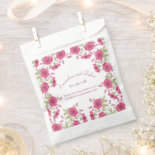 Sachets En Papier Bright Pink Rose Wedding (Coupé)