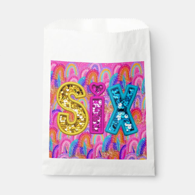 Sachets En Papier Bright Rainbow 6e anniversaire (Devant)