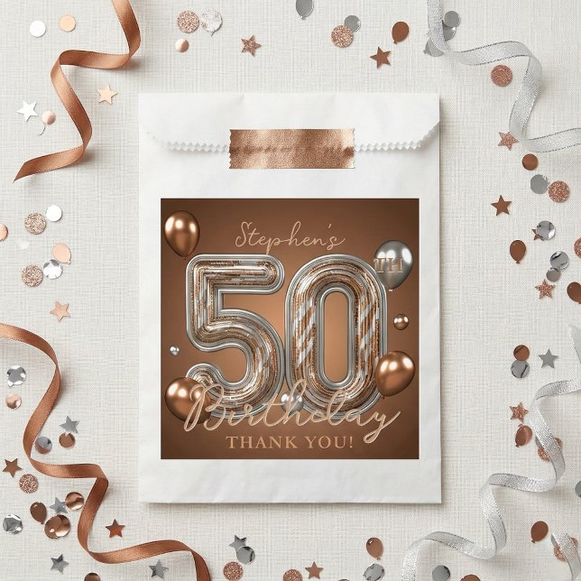 Sachets En Papier Bronze Silver Metallic 50th Birthday Thank You (Créateur téléchargé)