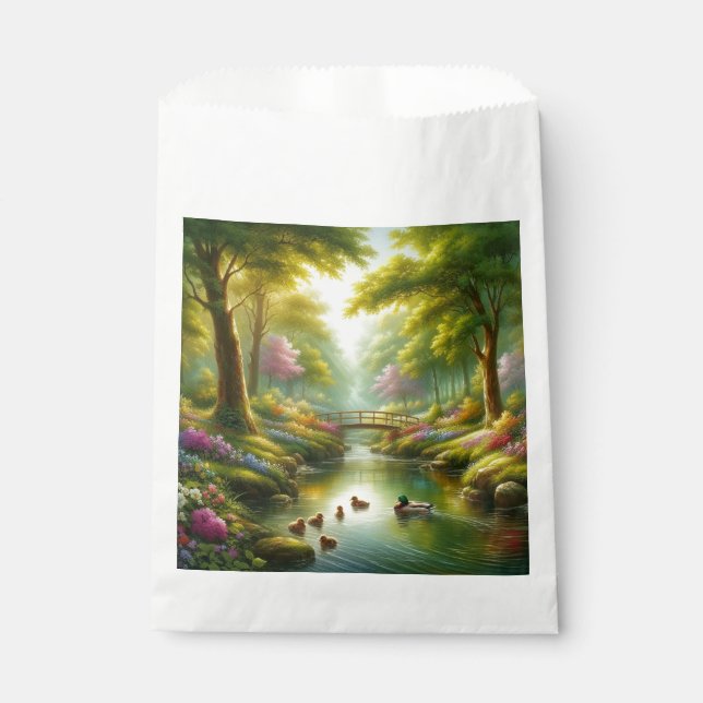 Sachets En Papier Brook de printemps avec canards/fleurs (Devant)
