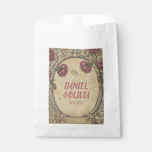 Sachets En Papier Brown Vintage classique Mariage (Devant)