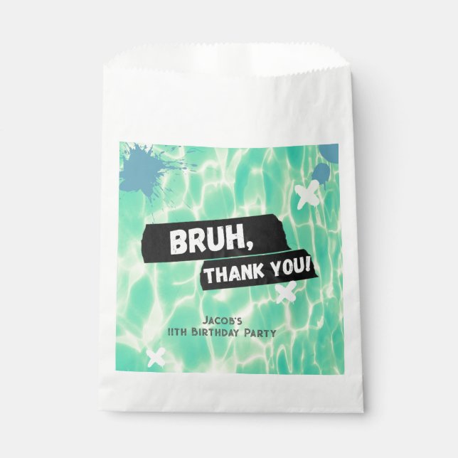 Sachets En Papier Bruh Boy Summer Pool Party Anniversaire Merci (Devant)