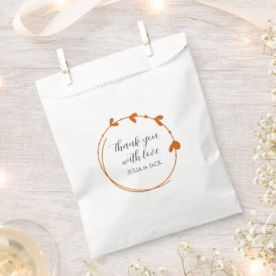 Sachets En Papier Brûlé Orange simple coeur Mariage de couronne