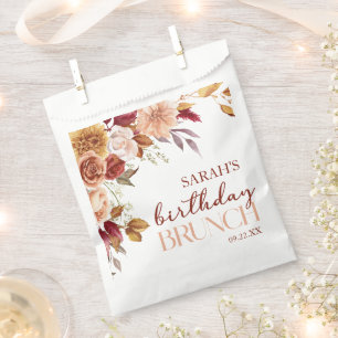 Sachets En Papier Brunch de fête d'anniversaire floral orange brûlé