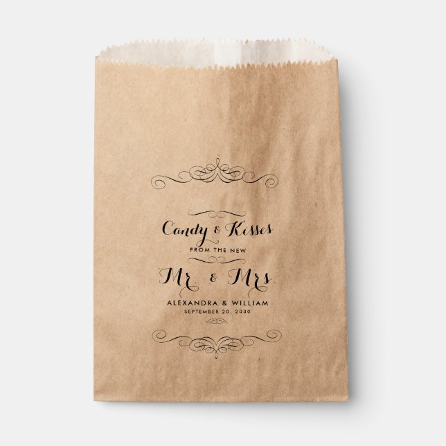 Sachets En Papier Buffet ou Popcorn Mariage personnalisé (Devant)