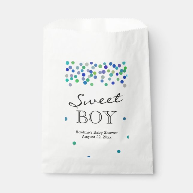 Sachets En Papier Buffet sucré bébé garçon douche bonbon (Devant)