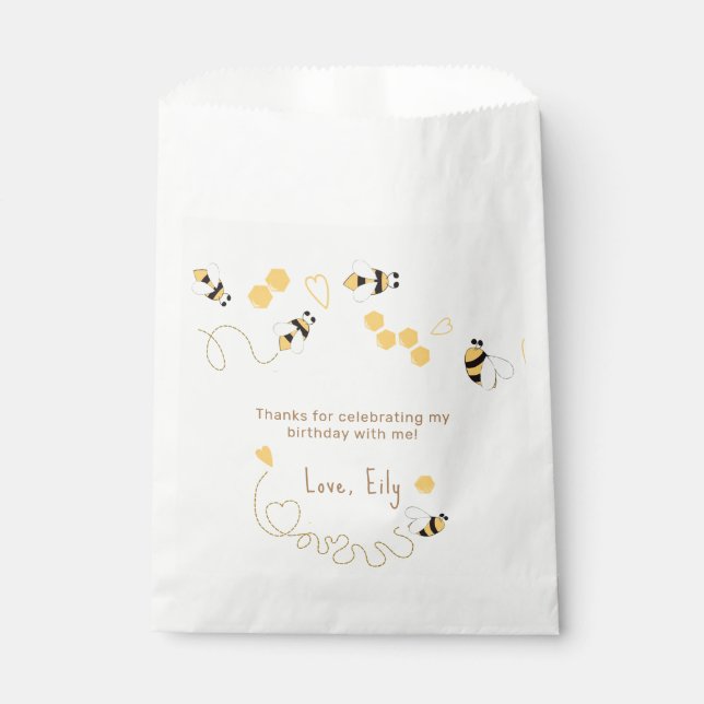 Sachets En Papier Bumble abeille nid d'anniversaire (Devant)