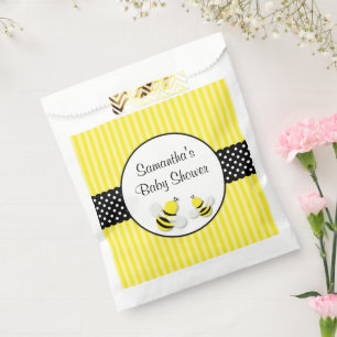 Sachets En Papier Bumble Bee rayé Baby shower Pois