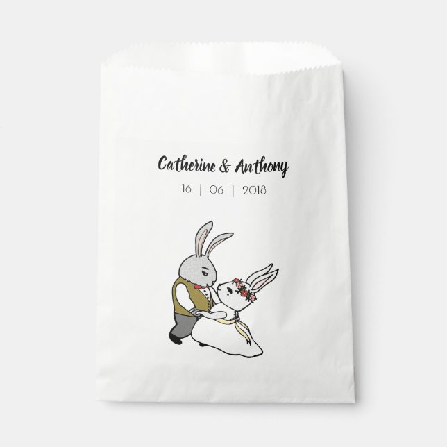 Sachets En Papier Bunnies rustiques dans Love Forest Wedding Favor B (Devant)