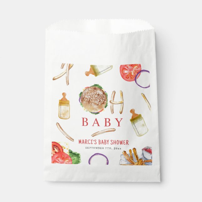 Sachets En Papier Burgers et bouteilles Hamburger Oh Baby shower (Devant)