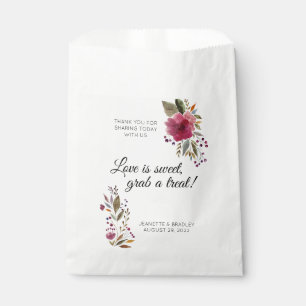 Sachets En Papier Burgundy Aquarelle Floral Mariage Candy Favoriser 