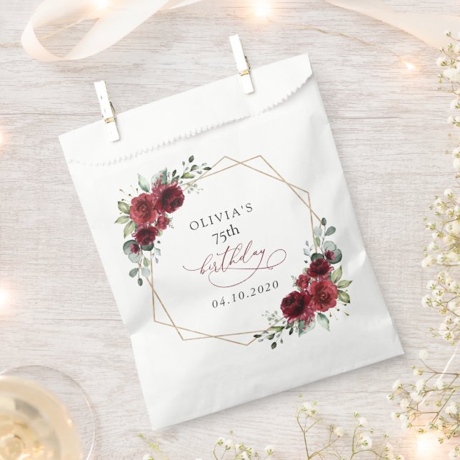 Sachets En Papier Burgundy Flowers, Red Flowers, Boho, Birthday (Coupé)