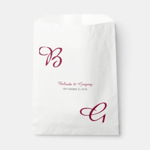 Sachets En Papier Burgundy Maroon Initiales Mariage de automne d'aut