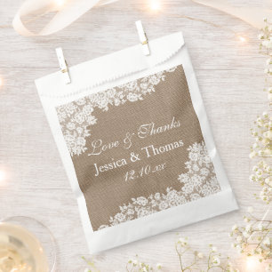 Sachets En Papier Burlap Rustique et collection Vintage de dentelle