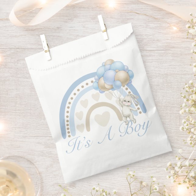 Sachets En Papier C’est un Baby shower arc-en-ciel Boy Blue Pastel (Coupé)