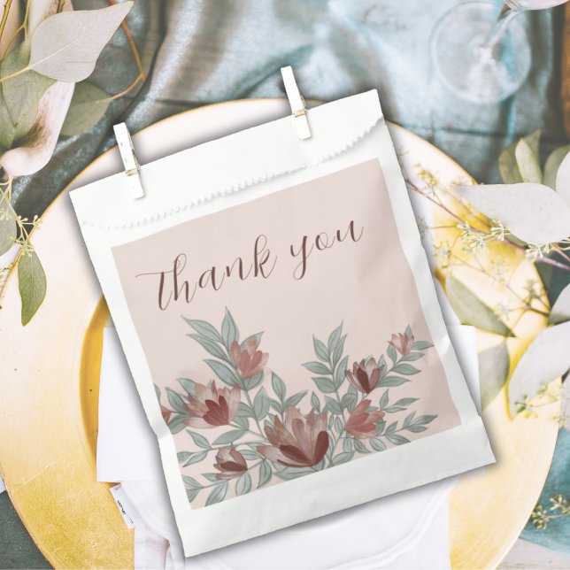 Sachets En Papier Cadeau de mariage simple en terre cuite avec feuil (Créateur téléchargé)