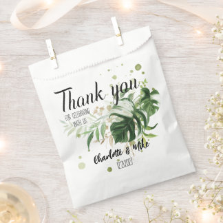 Sachets En Papier Cadeau personnalisé vert Mariage tropical Merci