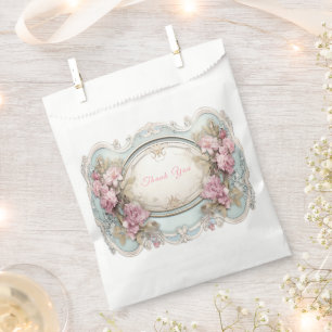 Sachets En Papier Cadre blanc aux roses roses victoriennes vintage
