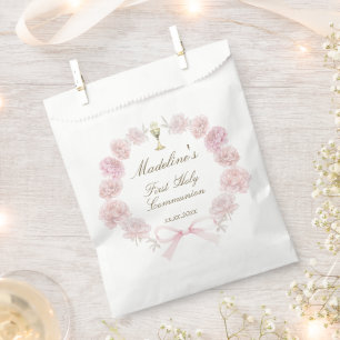 Sachets En Papier cadre de la première communion délicate pivoines