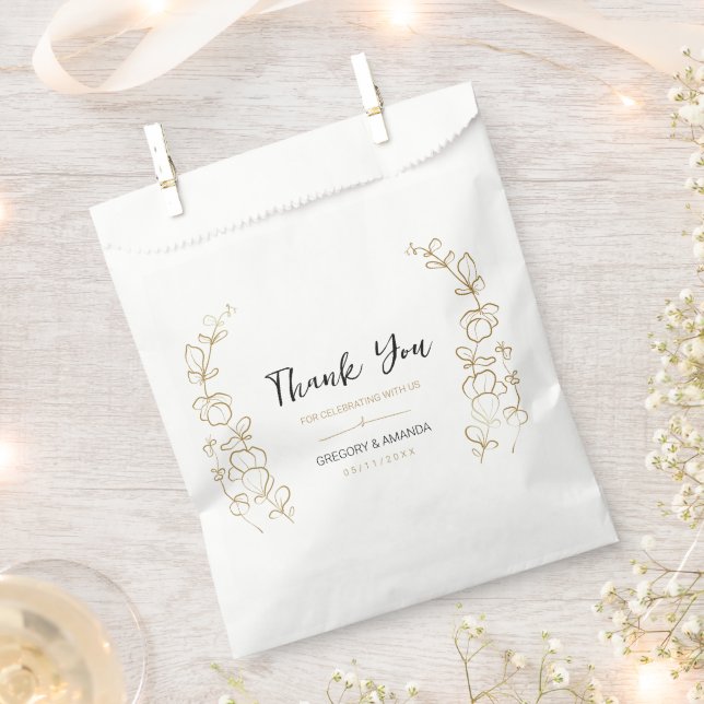 Sachets En Papier Cadre Feuille or peint à la main (Coupé)