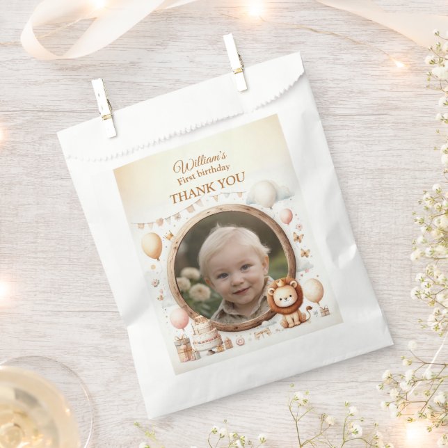 Sachets En Papier Cadre photo Lion Cub pour les fêtes d'anniversaire (Coupé)