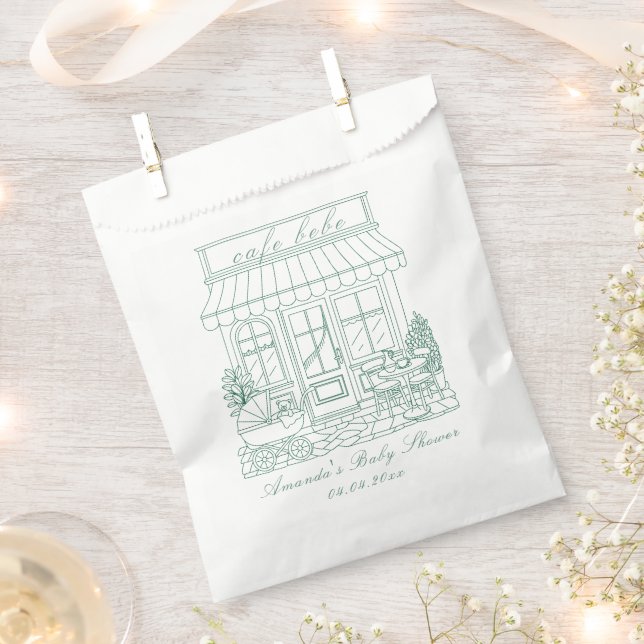 Sachets En Papier Cafe Bebe Bonjour Baby Shower (Coupé)