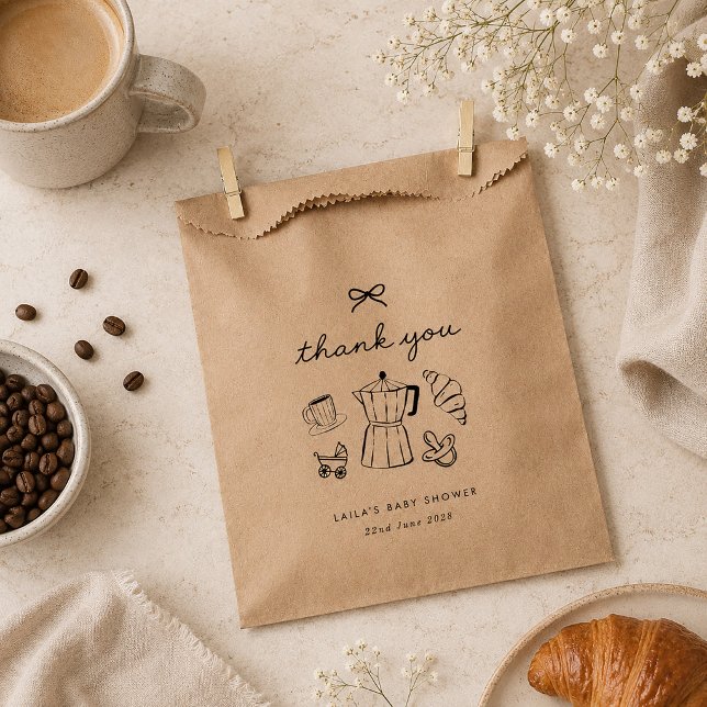 Sachets En Papier Cafe Bebe Fête de Naissance à Thème Café (Cafe Bebe Home Coffee Baby Shower Favor Bag)