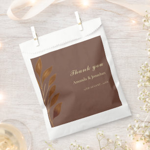 Sachets En Papier Café moderne Brown et Leaf mariage préféré