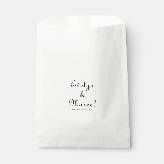 Sachets En Papier Calligraphie classique minimaliste Mariage (Devant)