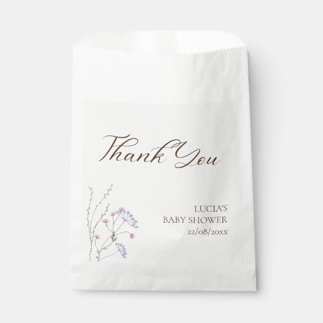 Sachets En Papier Calligraphie Fleur sauvage Dusty (Devant)
