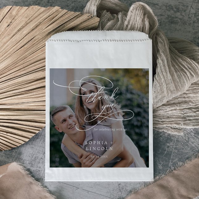 Sachets En Papier Calligraphie romantique Dark Photo Merci Mariage (Créateur téléchargé)