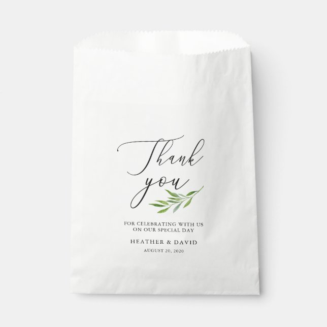 Sachets En Papier Calligraphie rustique Mariage de verdure (Devant)