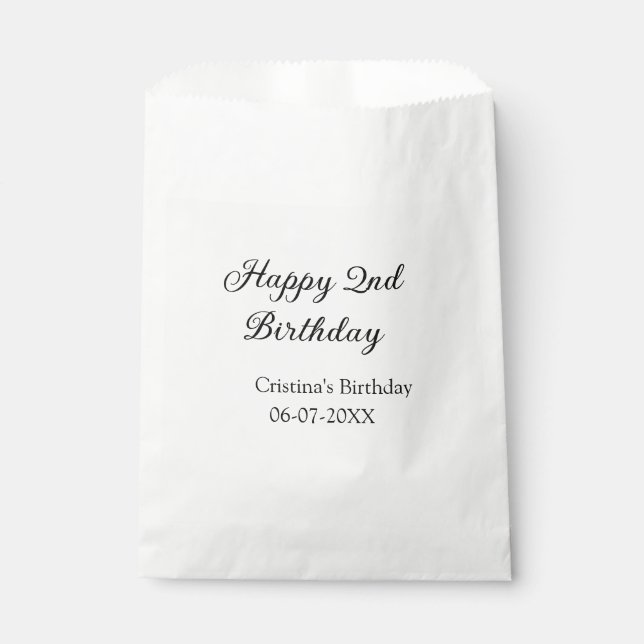 Sachets En Papier calligraphie simple minimum heureux 2e anniversair (Devant)