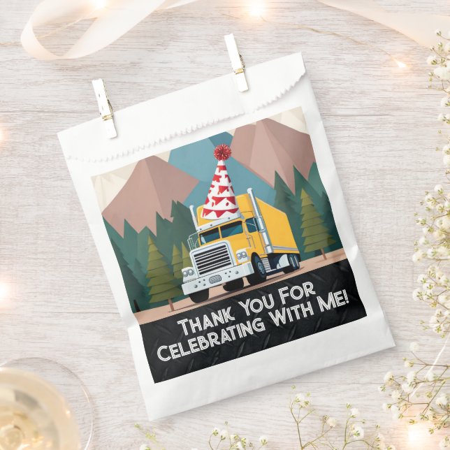 Sachets En Papier Camion Bonne fête d'anniversaire amusant transport (Coupé)