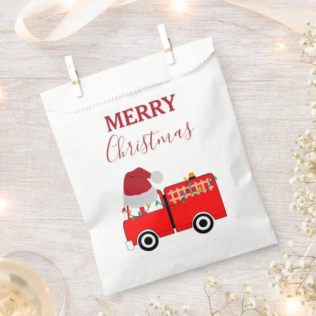 Sachets En Papier Camion de feu rouge de Noël (Coupé)