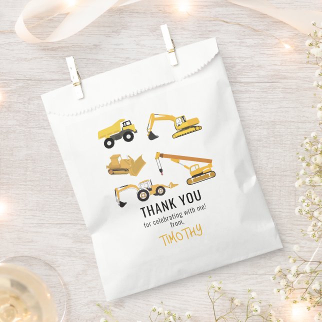 Sachets En Papier Camions de construction Anniversaire Merci de fête (Coupé)