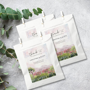 Sachets En Papier Campagne Prairie Aquarelle Rose Poussiéreux Merci