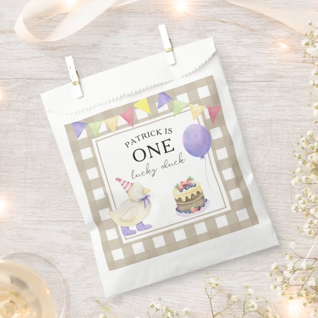 Sachets En Papier Canard aquarelle 1er anniversaire (Coupé)