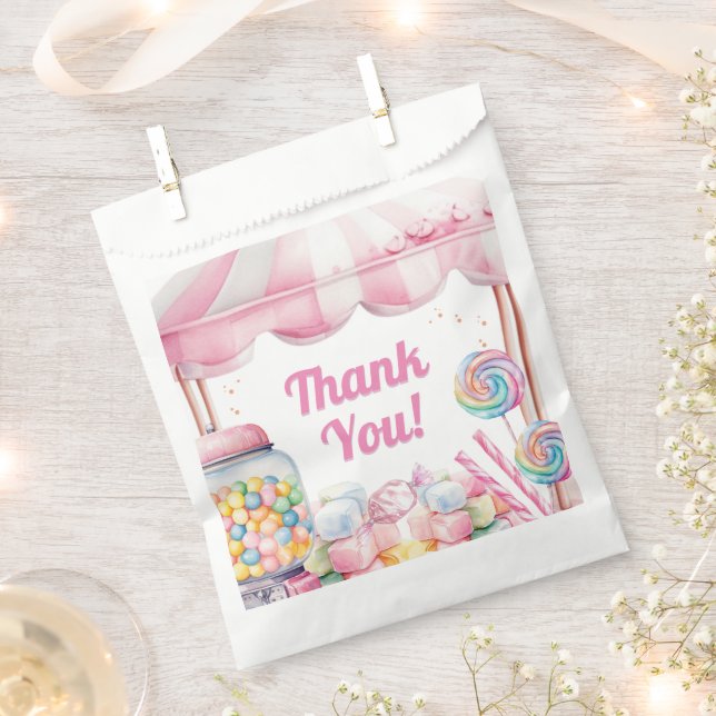 Sachets En Papier Candyland Baby shower fille rose (Coupé)