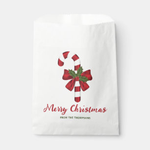 Sachets En Papier Canne en sucre d'orge avec un nœud et houx de Noël