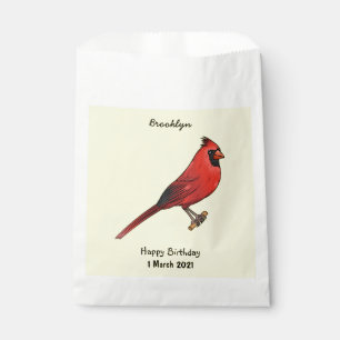 Sachets En Papier Cardinal du Nord dessin animé d'oiseau