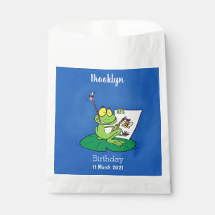 Sachets En Papier Caricature amusante de grenouille verte