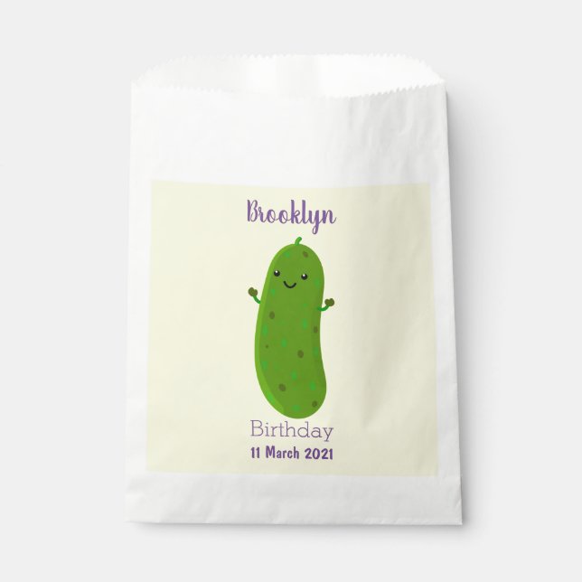 Sachets En Papier Caricature de cornichon joyeux (Devant)