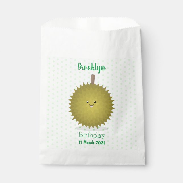 Sachets En Papier Caricature de durian joyeux (Devant)