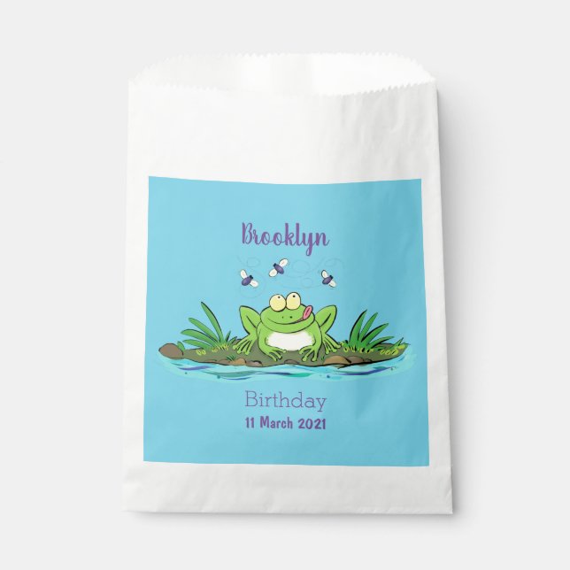 Sachets En Papier Caricature de grenouille vert mignon (Devant)